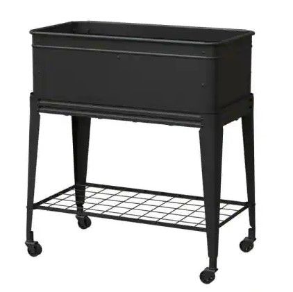 Photo 1 of 30 in. x 16 in. x 36 in. Metal Elevated Garden Planter/Beverage Tub
