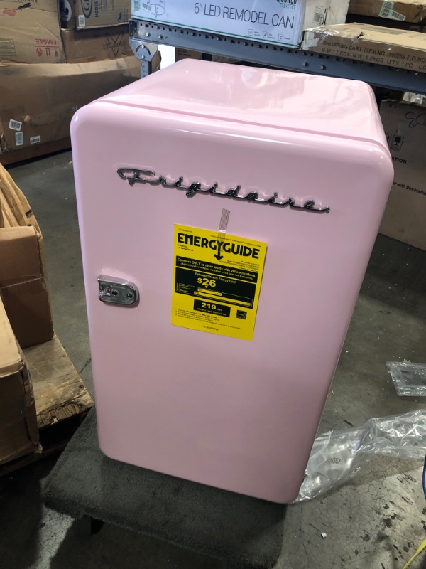 Photo 1 of DENTED**
FRIGIDAIRE EFR372-PINK 3.2 Cu Ft Pink Retro Compact Rounded Corner Premium Mini Fridge
