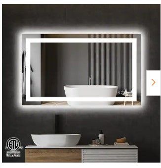 Photo 1 of 40 in. W x 24 in. H Frameless Rectangular Anti-Fog LED Light Bathroom Vanity Mirror Front Light
