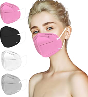 Photo 1 of 100Pcs Colorful Disposable Face Masks, 3D Multilayer Filter Protection for Adults Women Men, 4 Colors - Black, White, Pink, Gray
