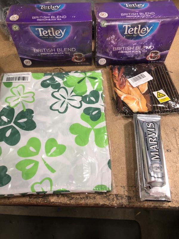 Photo 1 of *tea: EXPIRES Nov 2022 - NONREFUNDABLE*
Miscellaneous Bundle (18x18 African king + queen couple pillowcase, St Patrick's set of 4 placemats, mint toothpaste, and 160 ct British blend tea bags) 
