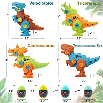 Photo 1 of Dinosaur Toys for Kids 3-5 Years, Take Apart Dinosaur, Dinosaur Eggs STEM Building Toys for Kids 4 Pack (3 packs)
