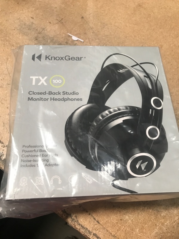 Photo 2 of Knox Gear TX-100 Closed-Back Studio Monitor Headphones, Noise Cancelling Headphones for Gaming PC, Over Ear Wired Headphones for Recording & Music Production, Black Headphones, Studio Headphones
