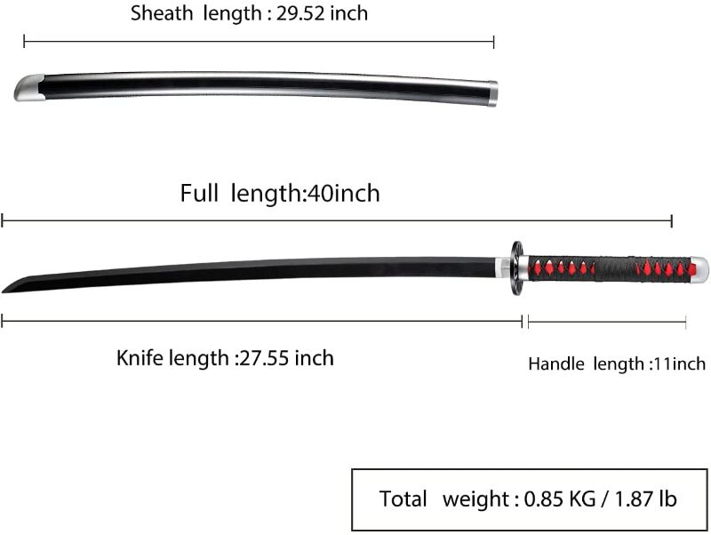 Photo 1 of Demon Slayer Sword, Tanjiro Sword, About 41inches, Bamboo Blade for Cosplay Purpose
