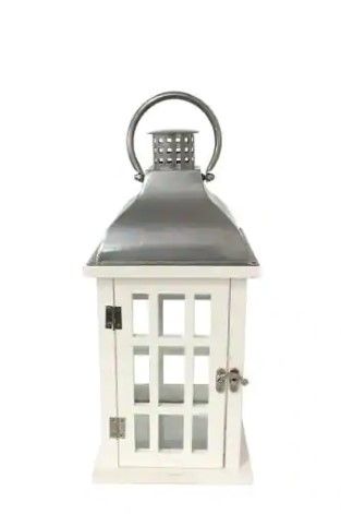 Photo 1 of 4 pack-  Hampton Bay 14 in. White Wood and Steel Outdoor Patio Lantern