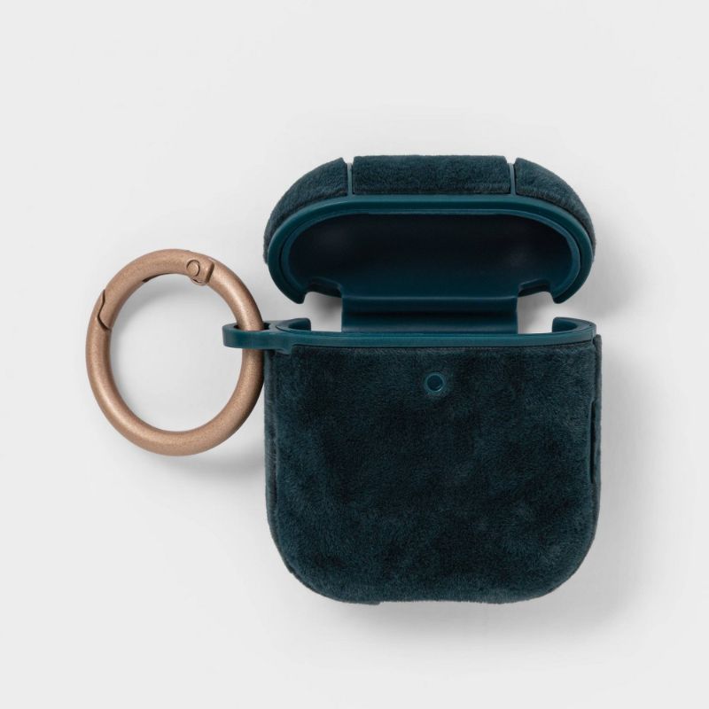 Photo 1 of 2PK hedyay apple-le AirPods Gen 1/2 Hardshell Case with Clip - Crushed Velvet Dark Teal
