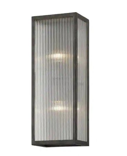 Photo 1 of 
Troy Lighting Tisoni 18 in. 2-Light French Iron Wall Sconce with Ribbed Glass Shade

