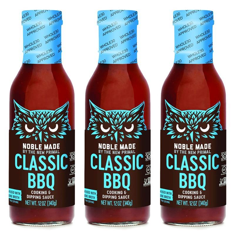 Photo 1 of Noble Made by The New Primal, Classic BBQ Sauce, Whole30 Approved, Paleo, Gluten Free, Keto, Low Carb, Low Calorie, Dairy and Soy Free, Glass Bottle, 12 oz, 3 pack **bb 7/5/22***