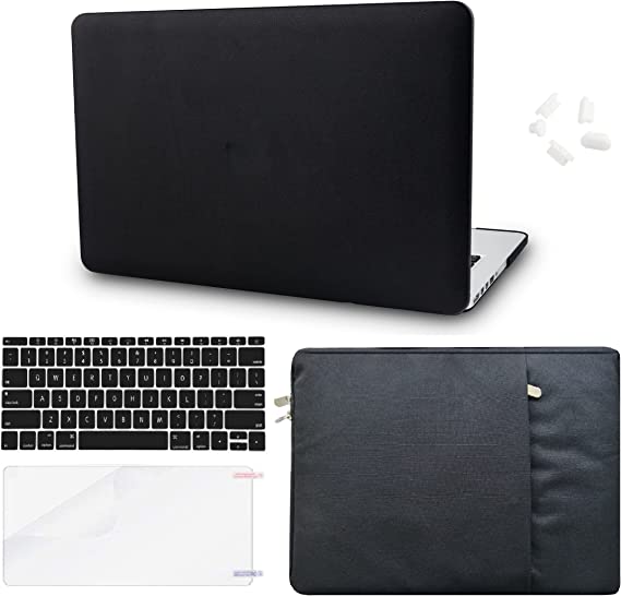 Photo 1 of KECC Compatible with MacBook Air 13'' Case2020 2019 2018 A1932 Retina Display + Touch ID ltalian Leather Hard Shell + Keyboard Cover + Sleeve + Screen Protector + Dust Plug (Black Leather)
