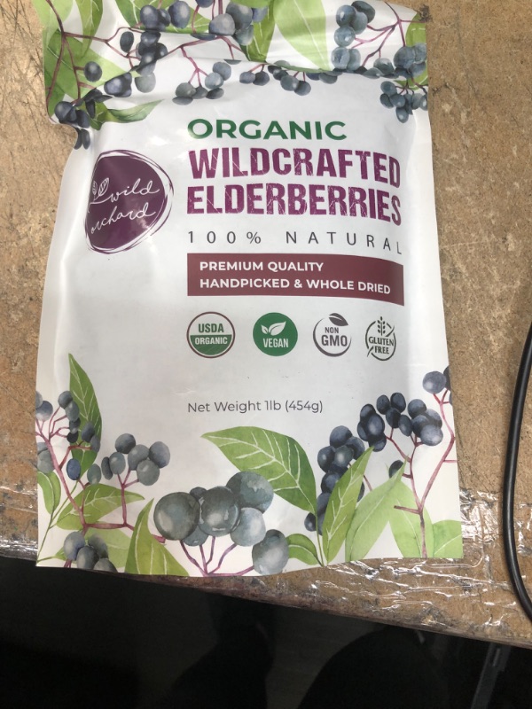 Photo 2 of 100% USDA Certified Organic Whole Dried Elderberries (Sambucus Nigra) | 1lb bag | Premium Quality | European Wildcrafted | Natural Immune Support | Vegan | Non-GMO | Gluten Free | Recyclable Packaging
 **BB 10/22**