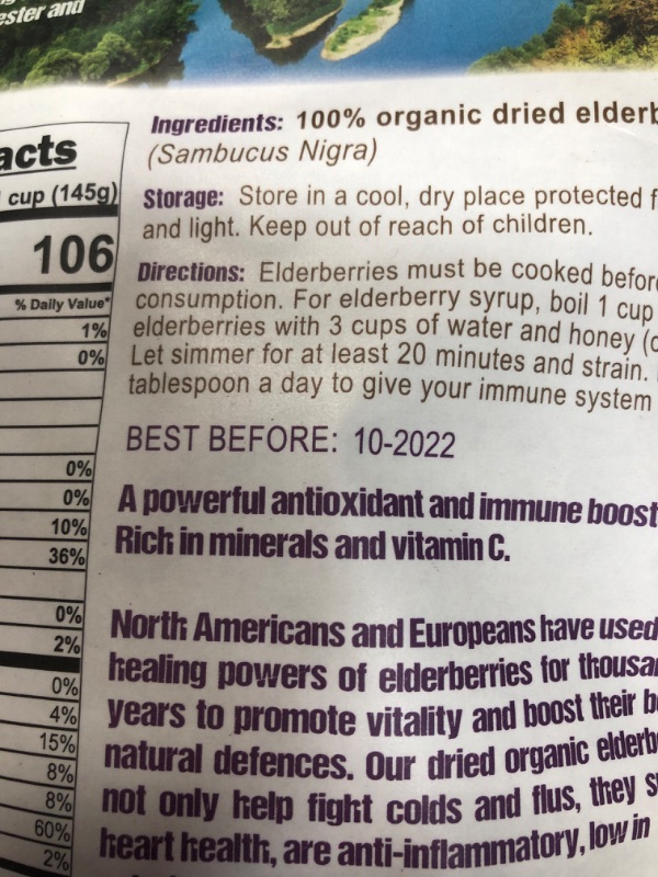 Photo 1 of 100% USDA Certified Organic Whole Dried Elderberries (Sambucus Nigra) | 1lb bag | Premium Quality | European Wildcrafted | Natural Immune Support | Vegan | Non-GMO | Gluten Free | Recyclable Packaging
 **BB 10/22**