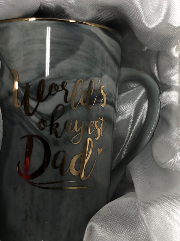 Photo 2 of 2 Mugs for Dad, World's Okayest Dad Mug, Funny Dad Mugs, Fathers Day Mugs for Dad from Kids, Funny Dad Mugs from Daughter Son, Dad Coffee Mugs for Christmas Birthday, Dad Mugs 14 Oz Gray Marble
