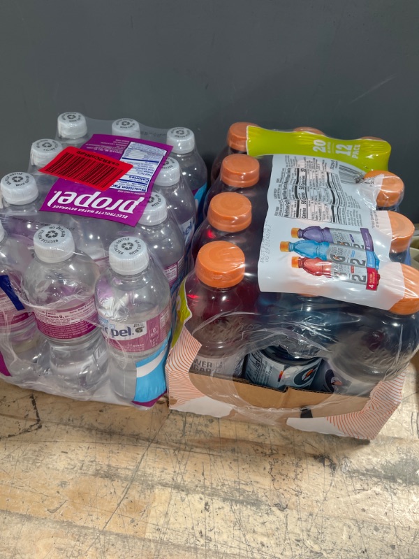 Photo 1 of (OCT/22) Propel Berry, Zero Calorie Sports Drinking 16.9 Fl Oz, Pack of 12 AND (BB MAY/22) Gatorade G2 Thirst Quencher Variety Pack, 20 Ounce Bottles (Pack of 12)
