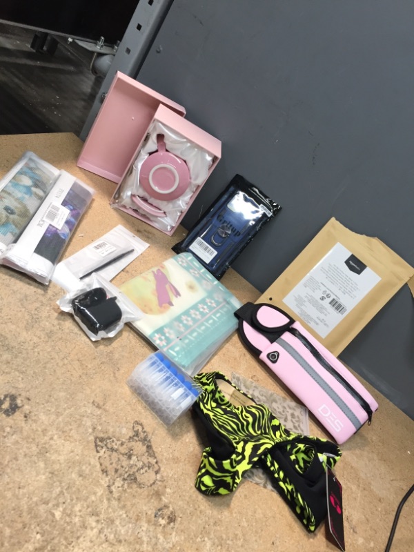 Photo 1 of *BUNDLE OF MIXED ITEMS-BIKINI BOTTOM SIZE M/WORKOUT FANNYPACK/ANTI SLIP FURNITURE PADS/PHONE CASE/EASTER PILLOW CASE/HEADPHONE CASE/COFFE CUP SET/MAKEUP BRUSH/ART STUFF*