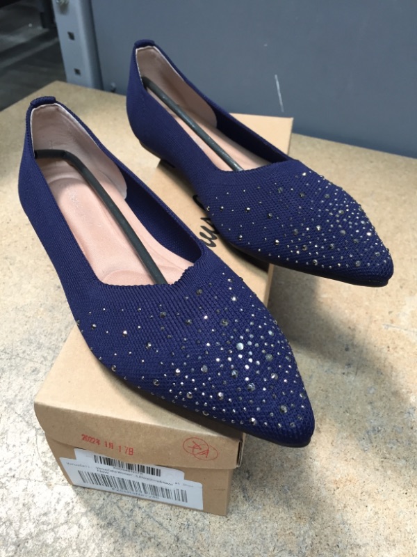 Photo 1 of VENUSCELIA WOMENS DRESS FLATS-NAVY RHINESTONE SIZE8