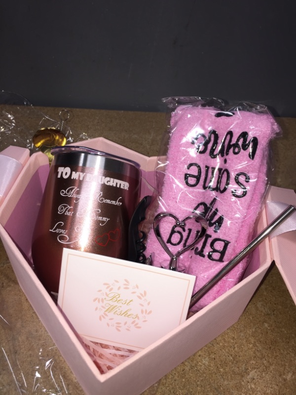 Photo 1 of *HEAR BOX GIFT SET FOR DAUGHTER- WITH SOCKS/COFFEE MUG/SPOON/STRAW/WINE OPENER* 