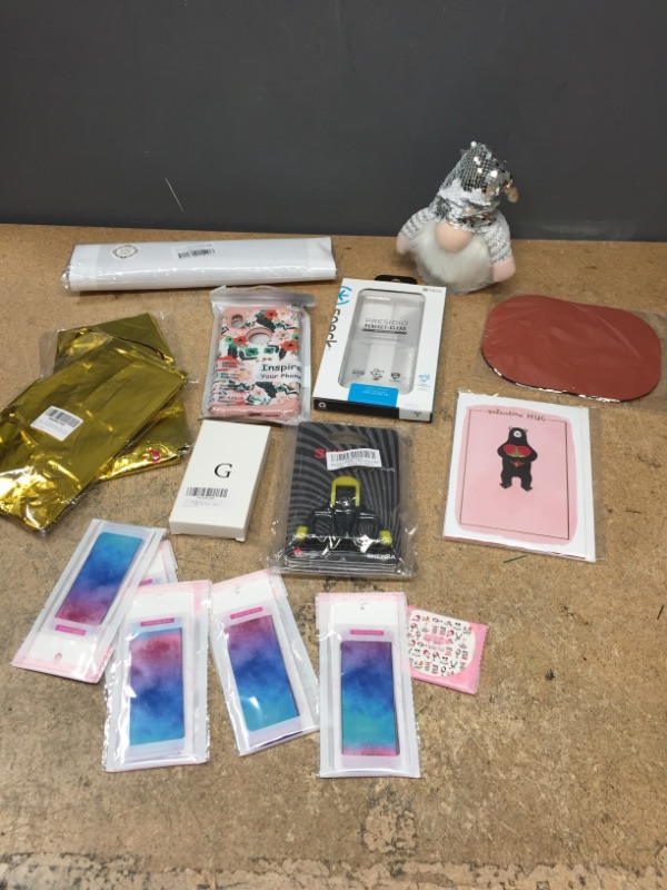 Photo 1 of *BUNDLE OF MIXED ITEMS-MOUSE PAD/VDAY CARD/PHONE CASES/ART DECOR/ 2022 BANNER BALLONS FOR NURSE GRADU/I PHONE WATCH SCREEN PROT/STICKERS/ETC.  