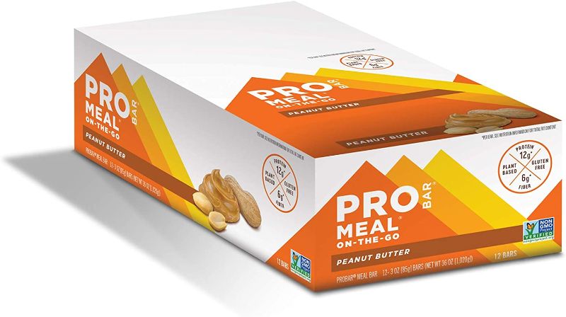 Photo 1 of *NO RETURNS-BEST BY AUG/22*PROBAR - Meal Bar, Peanut Butter, Non-GMO, Gluten-Free, Healthy, Plant-Based Whole Food Ingredients, Natural Energy (12 Count)
