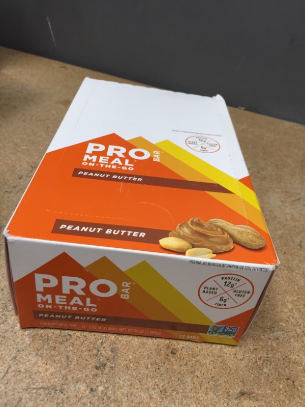 Photo 1 of *NO RETURNS-BEST BY AUG/22*PROBAR - Meal Bar, Peanut Butter, Non-GMO, Gluten-Free, Healthy, Plant-Based Whole Food Ingredients, Natural Energy (12 Count)
