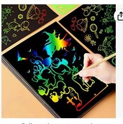 Photo 1 of Bundle of 2 
Scratch Rainbow Art for Kids: Magic Scratch off Paper Children Art Crafts Set 