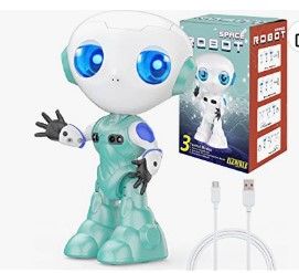 Photo 1 of [2022 New] Smart Robots Toy for Kids, with Talking Recording and Gesture Sensing Mini Robot Travel Toys for Stocking Stuffers Birthday Gift, Present for 3-9 Years Old Kids Boys Girls (Blue)