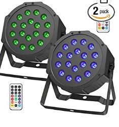 Photo 1 of BETOPPER 18 LED Stage Light,Super Power 3-in-1 RGB DJ Par Can Party Lights with Remote Control,DMX,Sound Disco Light Strobe Washing Light for Home Party Wedding Birthday Stage Lighting(2 Packs)