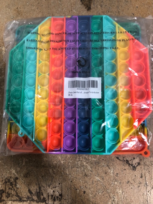 Photo 2 of 2 Packs Jumbo Toy for Kids Adult, Giant Huge Large Mega Big Press Pop Poppop Poop Popper Po it Sensory Austim Anxiety ADHD Stress Relie Game Square Octagon Tie dye Rainbow