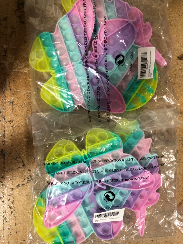 Photo 2 of 2 packs- Aucma 3 Pack Pop Toy, Popper Push Squeeze Sensory Bubble Anxiety Stress Relief Pops Popet Popers Kid Girls, Its Macaron Rainbow Butterfly Mouse Unicorn Gift Easter