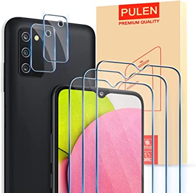 Photo 1 of [5-Pack] for Samsung Galaxy A03S Screen Protector (3 Packs) with 2 Packs Camera Lens Protector,HD Clear Scratch Resistant Bubble Free Easy Installation 9H Hardness Tempered Glass for Samsung A03s 2  PACK

