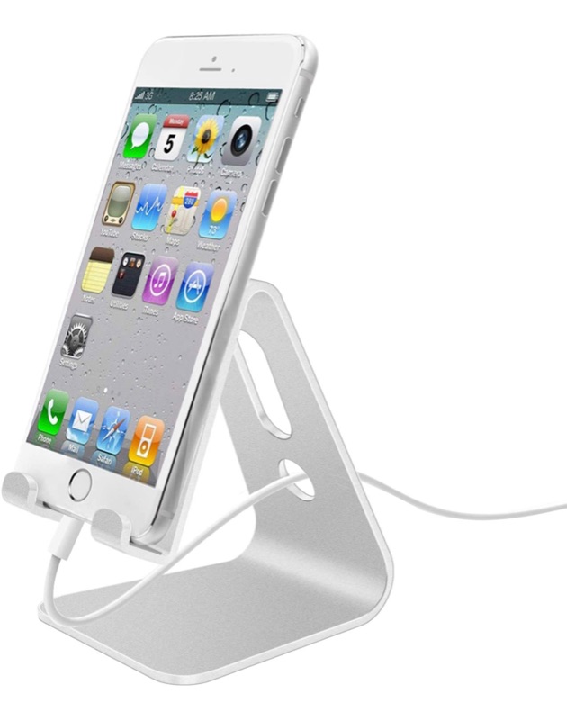 Photo 1 of Cell Phone Stand, LLSME Phone Holder, Cradle, Dock, Aluminum Desktop Stand Compatible with All Mobile Phone, iPhone, iPad Air/Mini - Silver 4 pack 