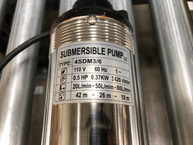 Photo 3 of (Used) Happybuy Stainless Steel 150ft 25GPM Submersible Deep Well Pump for Industrial and Home Use, (1/2 HP 220V)
