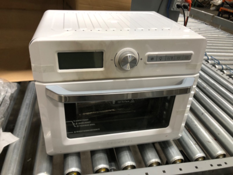 Photo 2 of (Used) CROWNFUL 19 Quart Air Fryer Toaster Oven, Convection Roaster with Rotisserie & Dehydrator, 10-in-1 Countertop Oven, Original Recipe and 8 Accessories Included, UL Listed (White)
