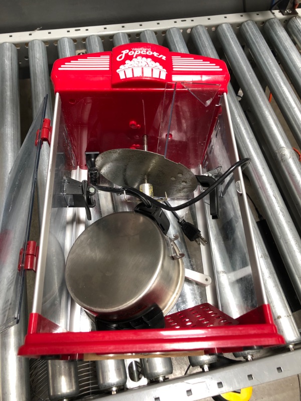 Photo 3 of (Used) West Bend Hot Oil Theater Style Popcorn Popper Machine with Nonstick Kettle Includes Measuring Tool and Serving Scoop, 4-Ounce, Red
