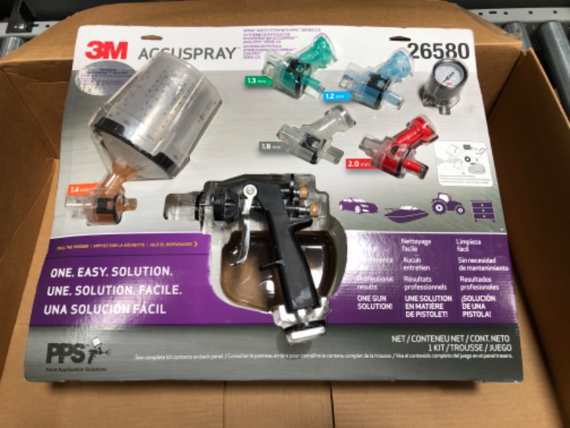 Photo 2 of (Used) 3M Accuspray Paint Spray Gun System with PPS 2.0, 26580, Standard, 22 Ounces, Use for Cars, Furniture, Cabinets and More, 1 Paint Gun,1 Paint Cup,5 Disposable Lids and Liners,5 Nozzles,3 Sealing Plugs
