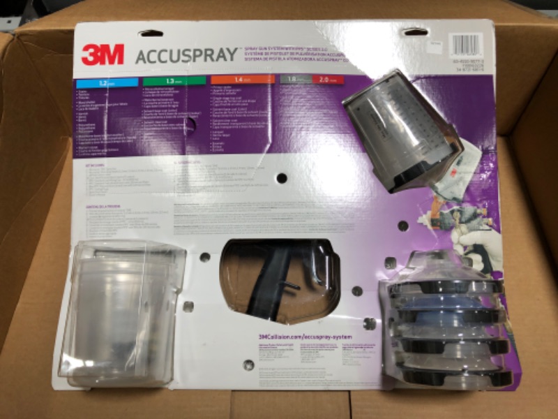 Photo 3 of (Used) 3M Accuspray Paint Spray Gun System with PPS 2.0, 26580, Standard, 22 Ounces, Use for Cars, Furniture, Cabinets and More, 1 Paint Gun,1 Paint Cup,5 Disposable Lids and Liners,5 Nozzles,3 Sealing Plugs
