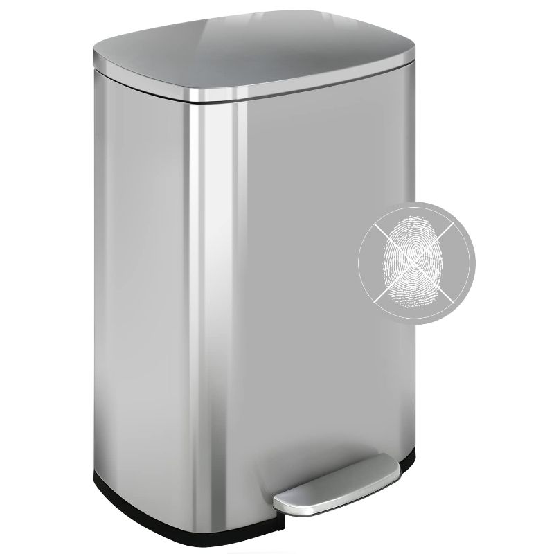 Photo 1 of Basics Rectangular, Stainless Steel, Soft-Close, Step Trash Can - 12 Liter / 3.2 Gallon, Satin Nickel
