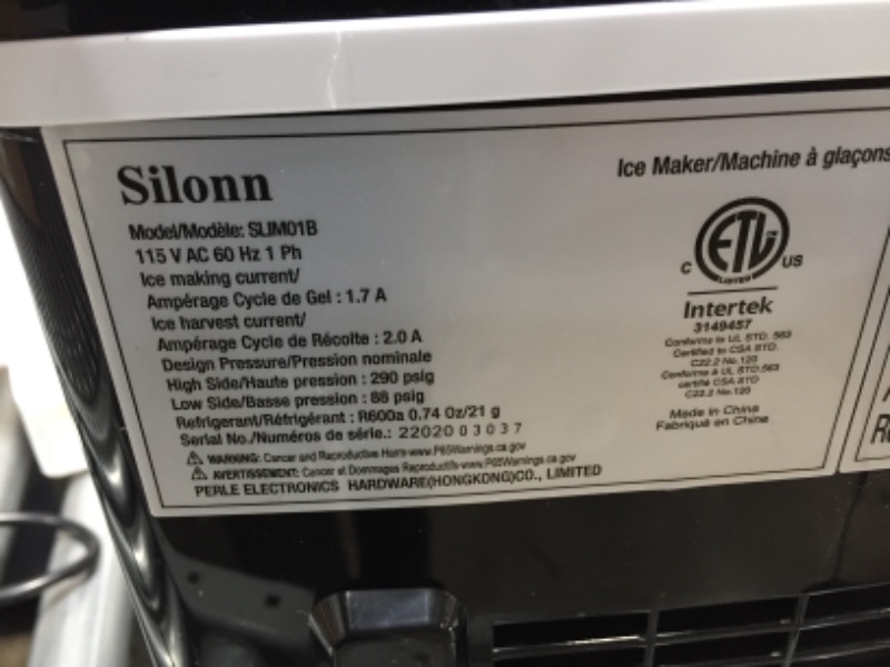 Photo 4 of *** PARTS ONLY ***Silonn Ice Makers Countertop, 9 Cubes Ready in 6 Mins, 26lbs in 24Hrs, Self-Cleaning Ice Machine with Ice Scoop and Basket, 2 Sizes of Bullet Ice for Home Kitchen Office Bar Party