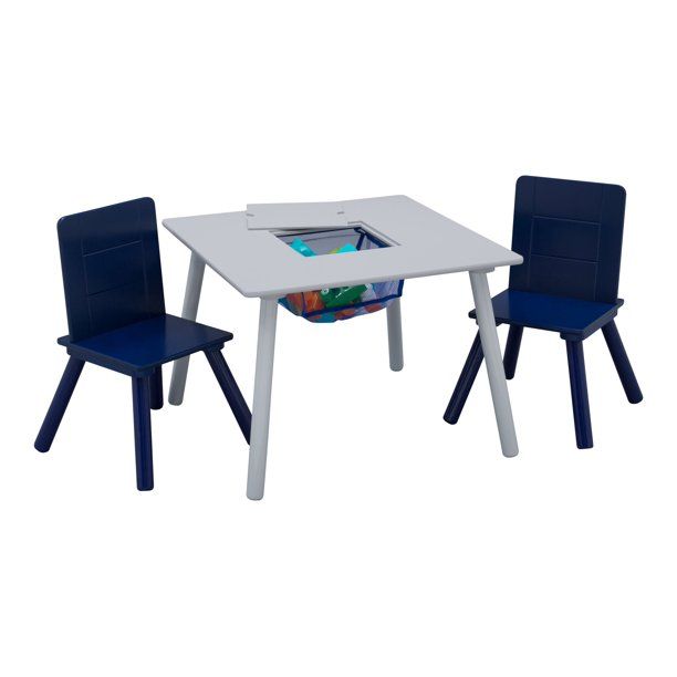 Photo 1 of Delta Children 3-Piece Square Activity Table Set, Gray/Navy Blue 