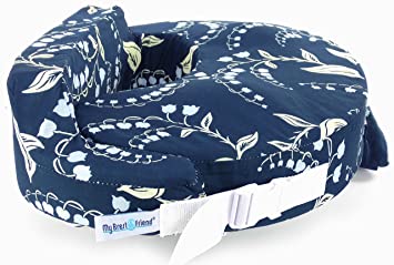 Photo 1 of My Brest Friend Original Nursing Pillow for Breastfeeding, Nursing and Posture Support with Pocket and Removable Slipcover, Navy Bluebells
