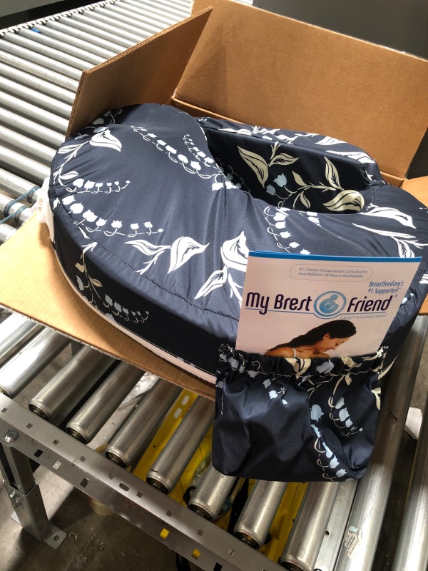 Photo 1 of My Brest Friend Original Nursing Pillow for Breastfeeding, Nursing and Posture Support with Pocket and Removable Slipcover, Navy Bluebells
