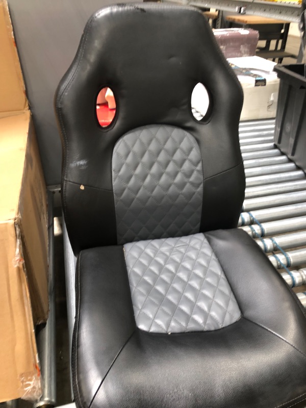Photo 1 of Black Leather Gaming Chair with Flip-Up Armrests, High Back Ergonomic Office Chair Computer Chair 