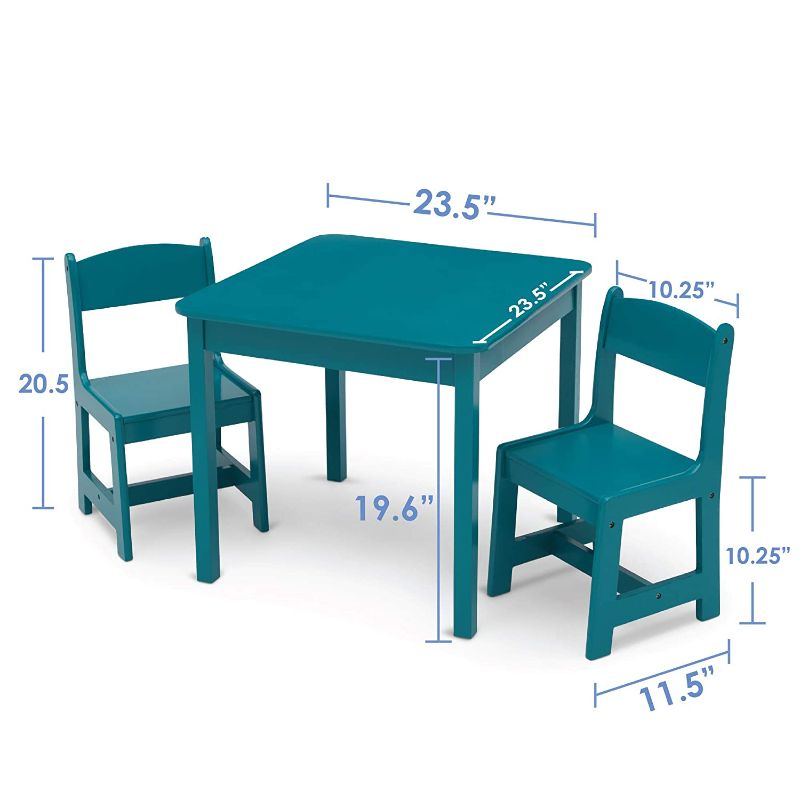 Photo 1 of Delta Children MySize Kids Wood Table and Chair Set (2 Chairs Included) - Ideal for Arts & Crafts, Snack Time, Homeschooling, Homework & More, Greenguard Gold Certified, Teal
