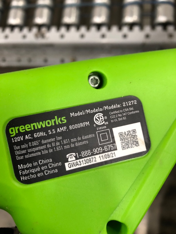 Photo 5 of Greenworks 5.5 Amp 15" Corded Electric String Trimmer
