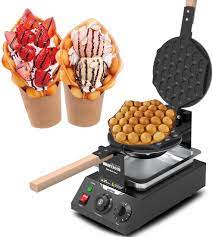 Photo 1 of Wanjoint Stainless-Steel Bubble Waffle Maker, Electric Pancake Maker Machine with None Stick Coating, Flip Balance Heating Waffle Iron
