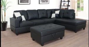 Photo 1 of ***NOT A COMPLETE SET***OTTOMAN ONLY***BOX 3 of 3***
3 PC Sectional Sofa Set, (Brown) Faux Leather Right -Facing Chaise + Free Storage Ottoman
