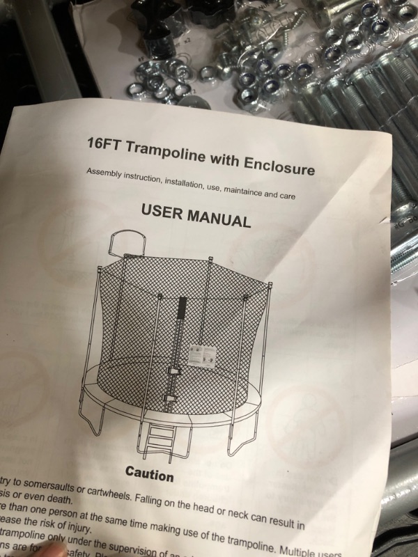 Photo 2 of **NOT COMPLETE**BOX 3 of 3***
1000 LBS 16FT Trampoline with Safety Enclosure Net, Fitness Trampoline,Basketball Hoop, Spring Pad, Ladder, Combo Bounce Jump Trampoline, Outdoor Trampoline for Kids, Adults
