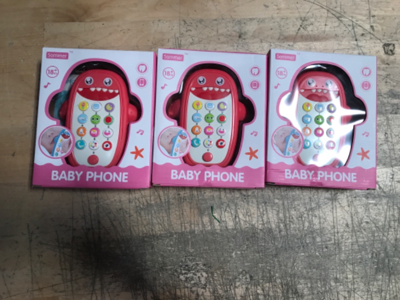 Photo 2 of Baby Shark Cell Phone Toy with Removable Teether Case, Light up, Music & Adjustable Volume Kids Play & Learn Fake Phone for Infant & Toddler, Preschool Birthday Gift for Girl Boy 18+ Months (Red)
PACK OF 3****