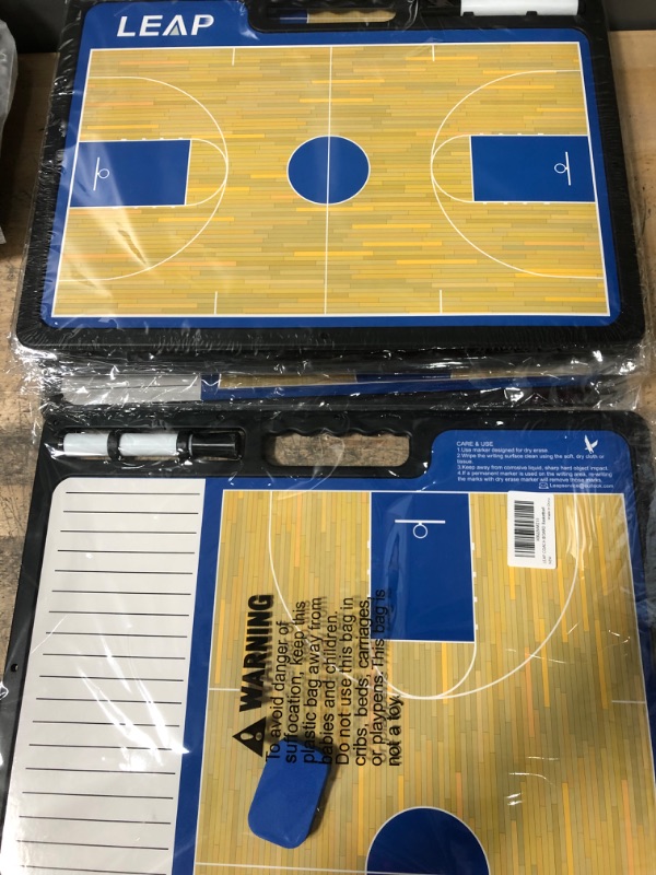 Photo 2 of 2- LEAP Coach Board Clipboard Premium Tactical Double-Sided Coach Marker Board with Full & Half Court Dry Erase Marker Board for Basketball Baseball Football Soccer Hockey Lacrosse & Volleyball Coahces