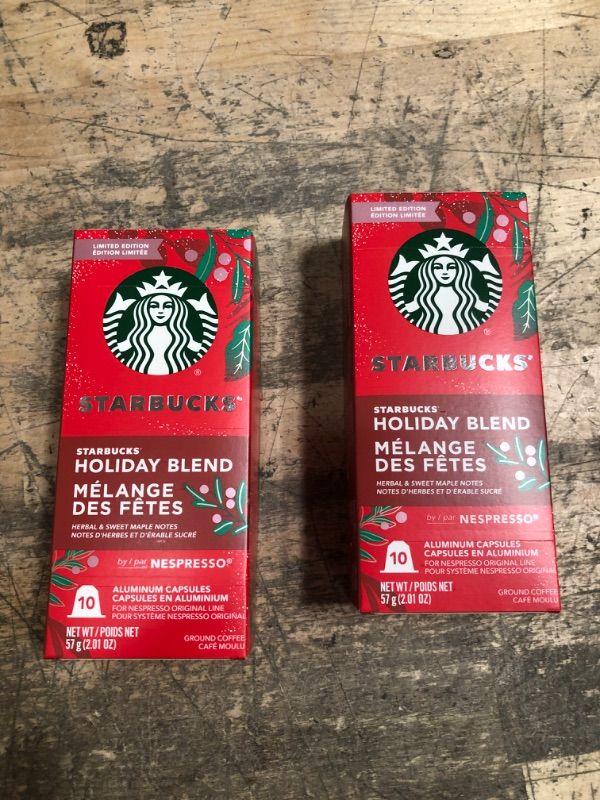 Photo 2 of **no refunds** BB- 17.6.22 BUNDLE OF 2 Starbucks by Nespresso Holiday Blend Coffee Capsules 10-Count
