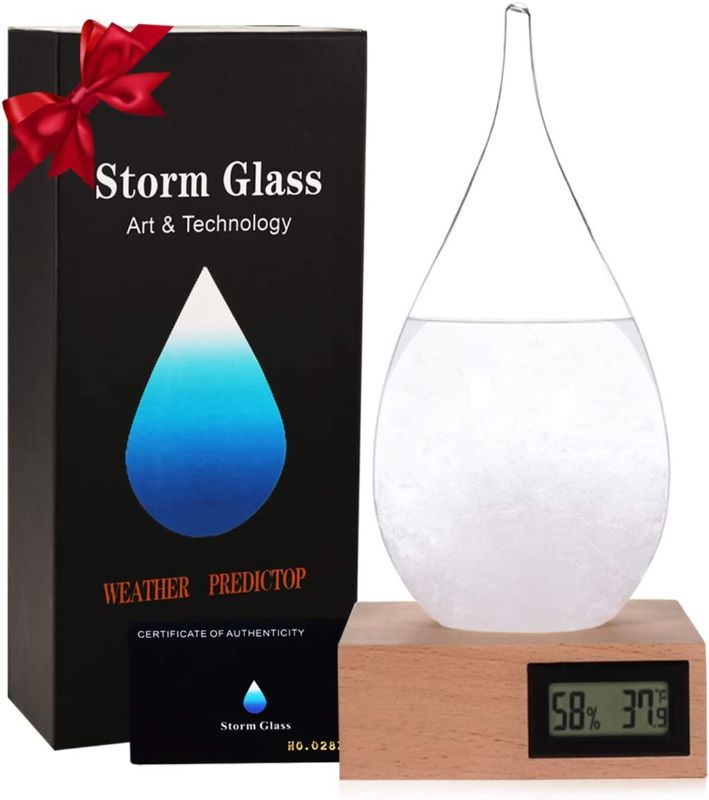 Photo 1 of  Storm Glass Weather Predictor, Drop-Shaped Weather Forecast Bottle, Home and Office Desktop Decoration